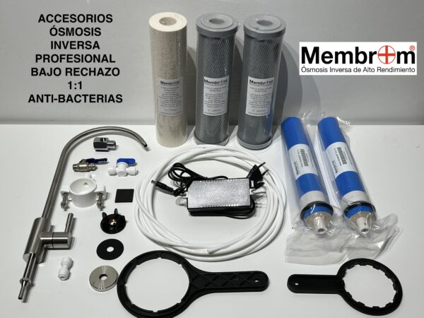 ÓSMOSIS INVERSA PROFESIONAL BAJO RECHAZO 1:1 FLUJO DIRECTO MEMBROM® ANTI-BACTERIAS OI-PR-1:1-05-NX-AB10 - Imagen 2