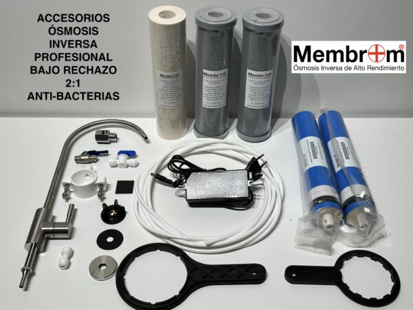 ÓSMOSIS INVERSA PROFESIONAL BAJO RECHAZO 2:1 FLUJO DIRECTO MEMBROM® ANTI-BACTERIAS OI-PR-2:1-07-NX-AB10 - Imagen 2